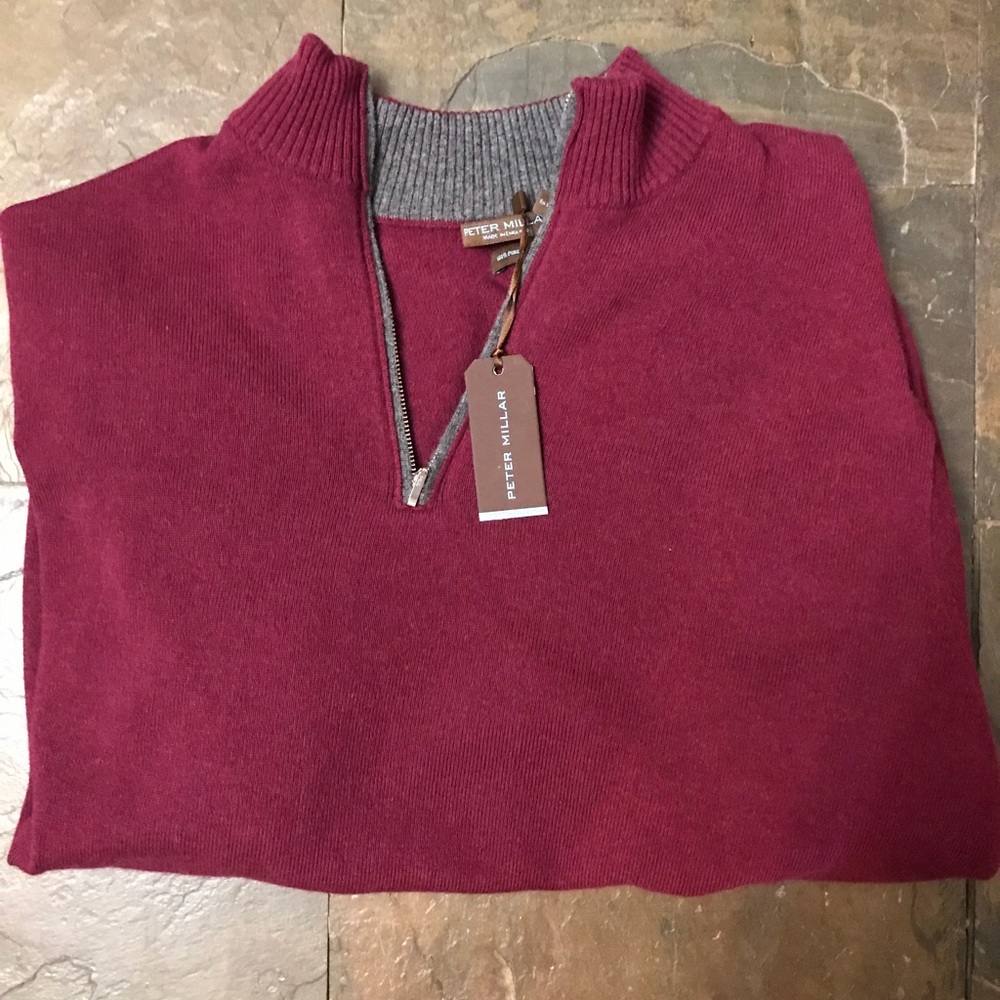 Peter Miller 1/4 Zip Cashmere Sweater Pick Stitch